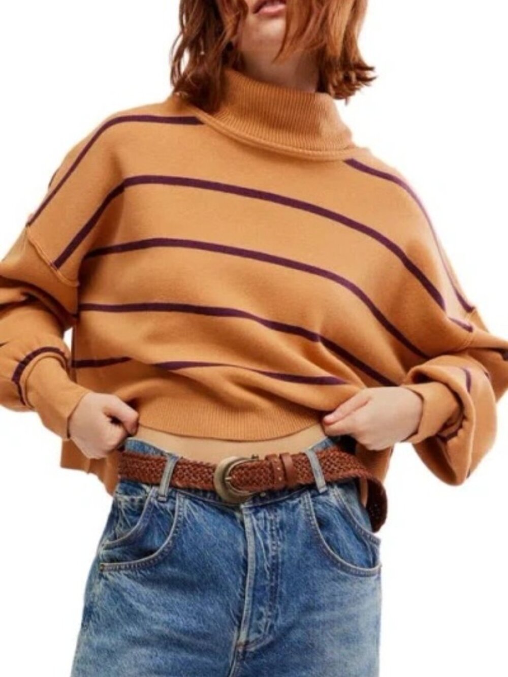 NWT Free People Paulie Stripe Turtleneck Sweater